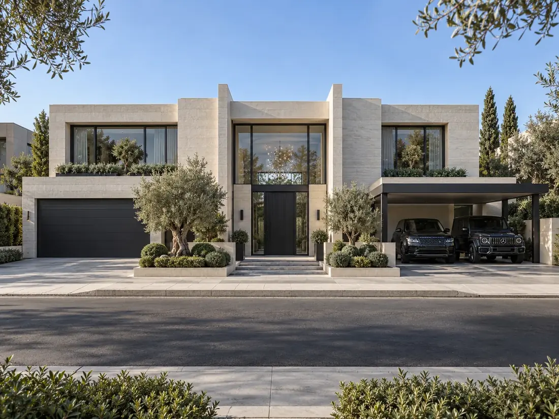 Villa before — plain rendered façade