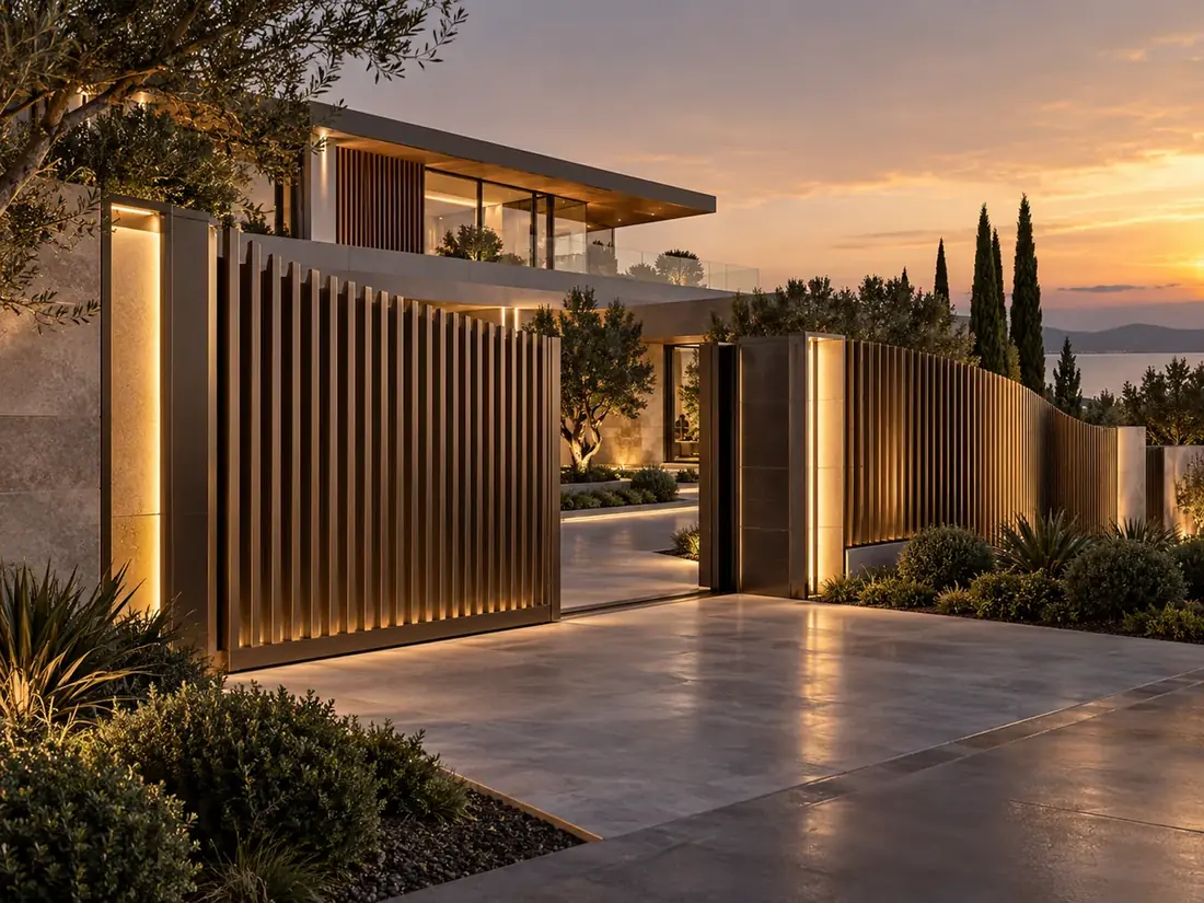 Vertical slat fence and gate