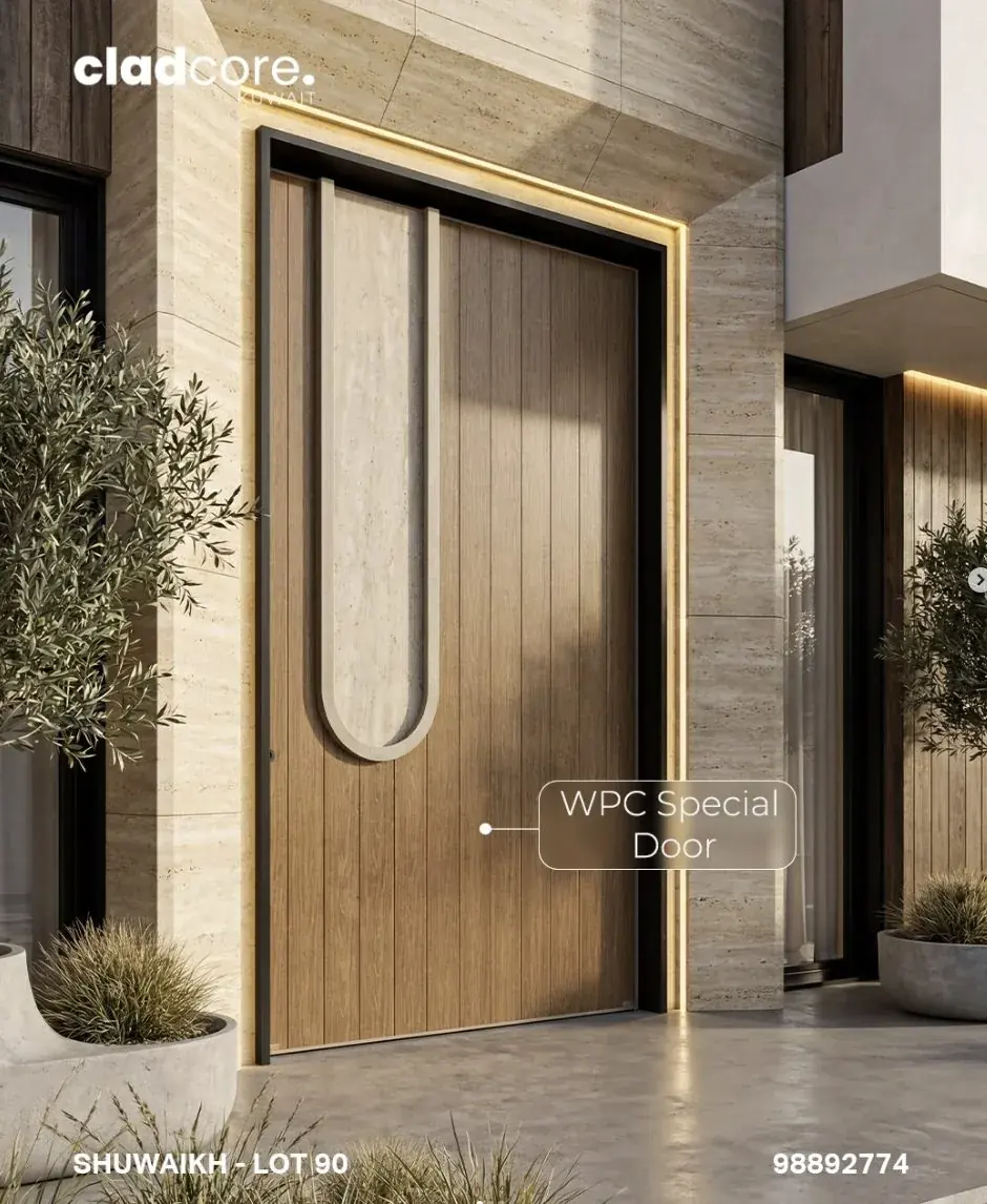 WPC special door with travertine inlay